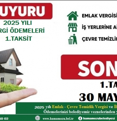 Vergi Ödemelerinin 1.Taksiti Son Gün 30 Mayıs 2025