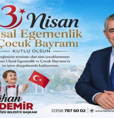 Belediye Başkanımız Sn. Cihan DEMİR’in 23 Nisan Ulusal Egemenlik ve Çocuk Bayramı Mesajı.