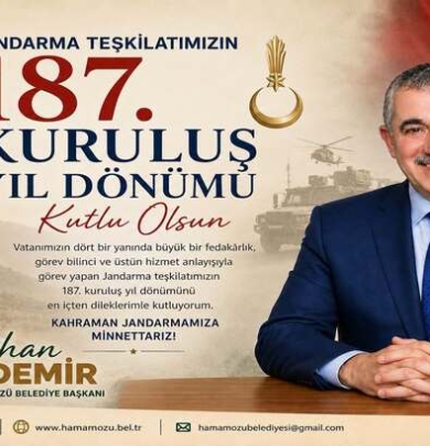 Jandarma Teşkilatımızın 187. kuruluş yıl dönümünü kutluyorum.